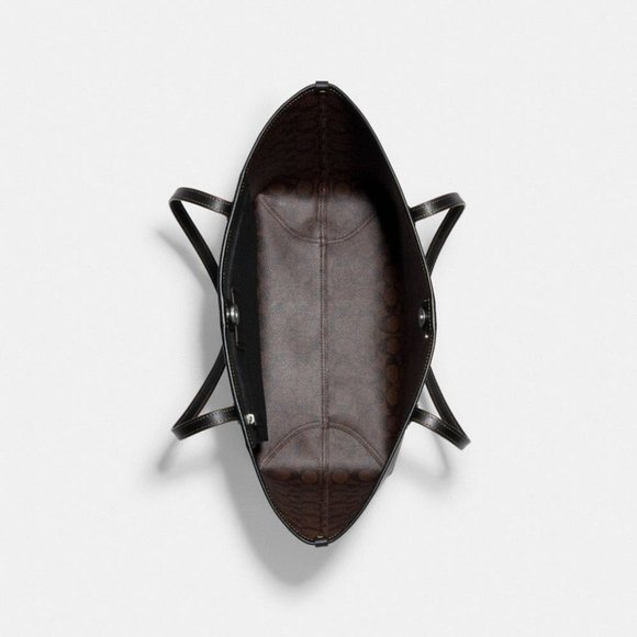 COACH City Tote With Leopard Print And Signature Canvas Interior - Picture 4 of 5